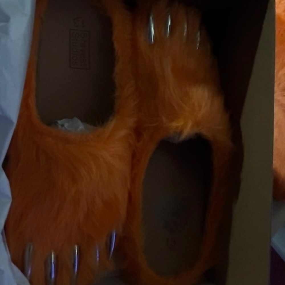 Bravest Studios Orange Furry Sandals